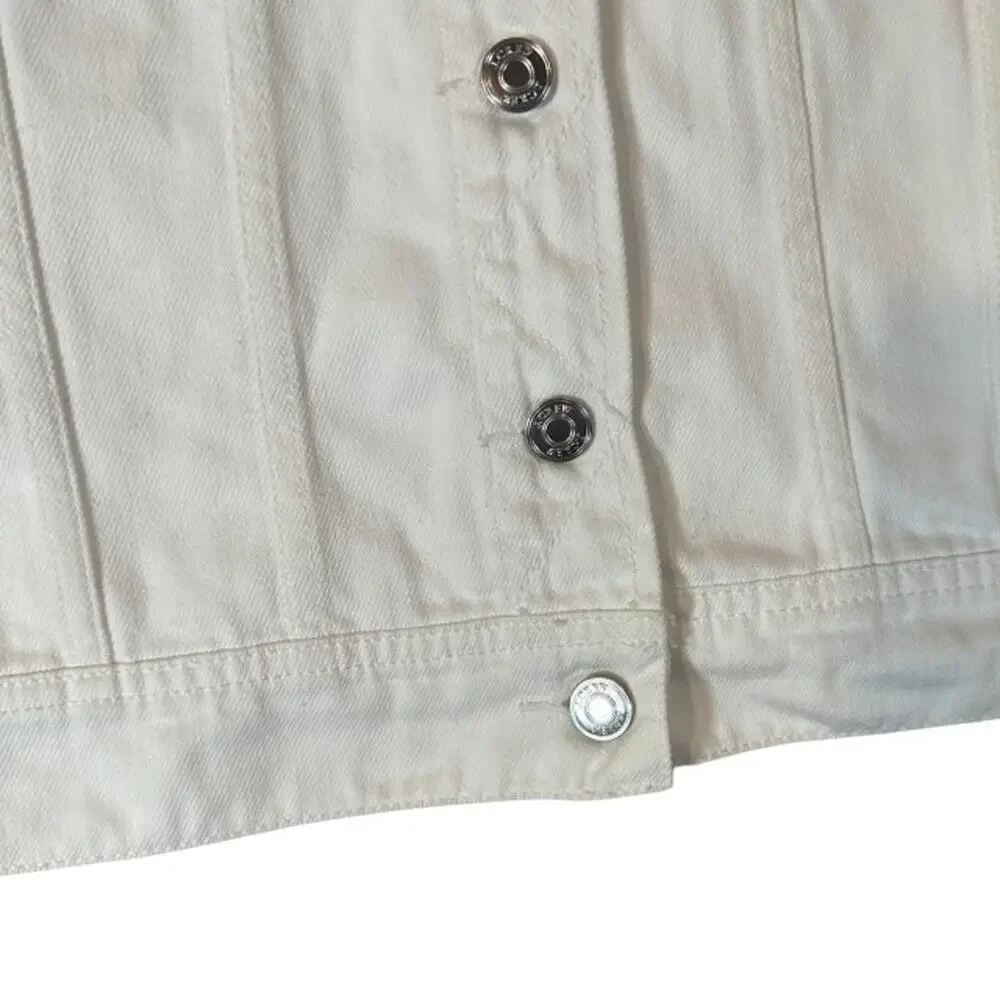 J. Crew White Cotton Button Front Long Sleeve Denim Jean Jacket Women Sz S